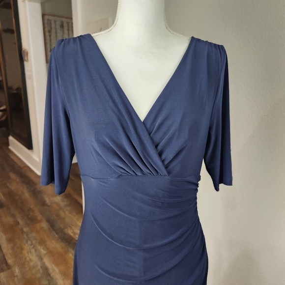 LAUREN Ralph Lauren Stretch Washable Faux Wrap Dress Size 8 - Picture 2 of 7